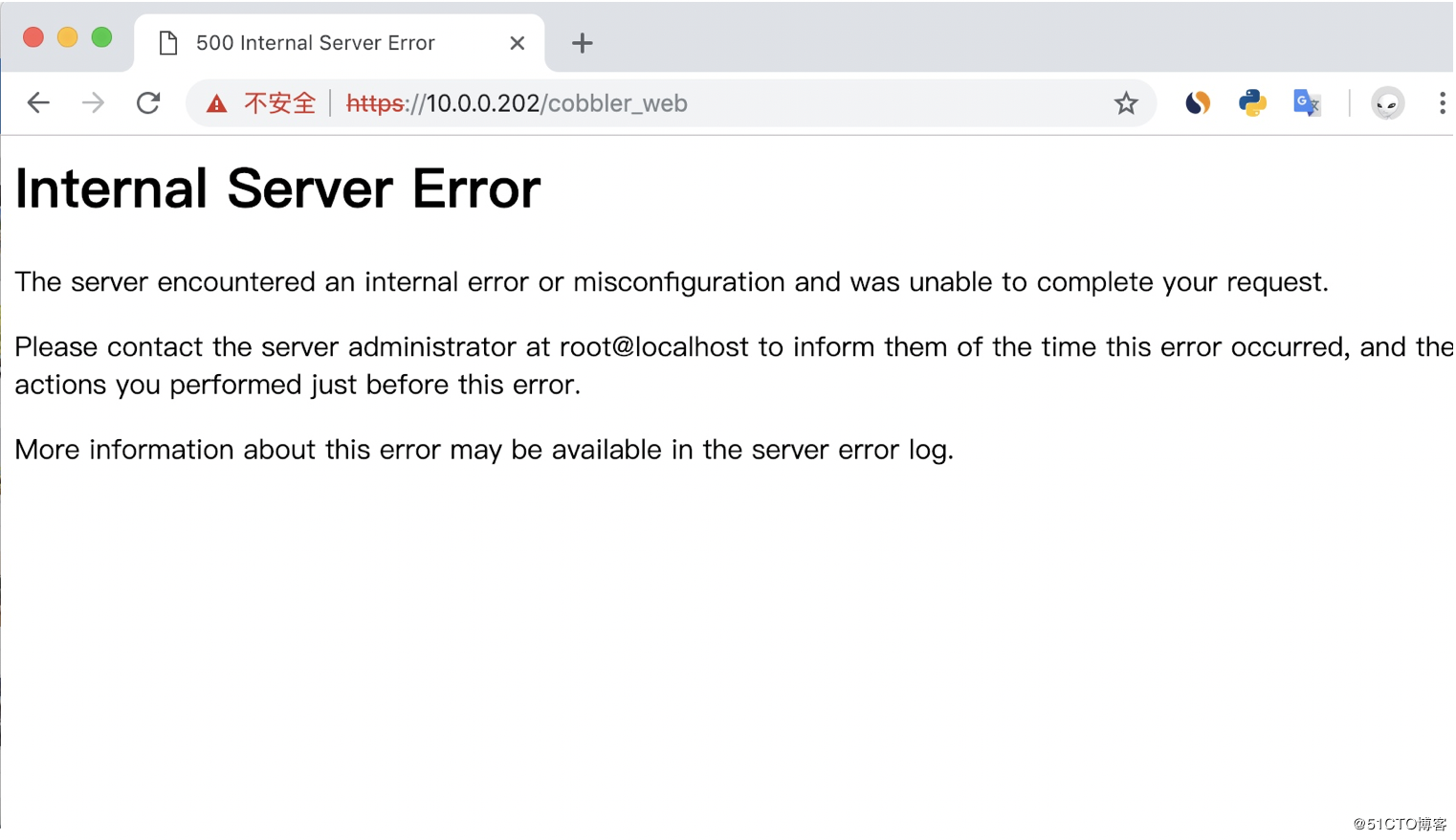 Cobbler登录web界面提示报错“Internal Server Error”